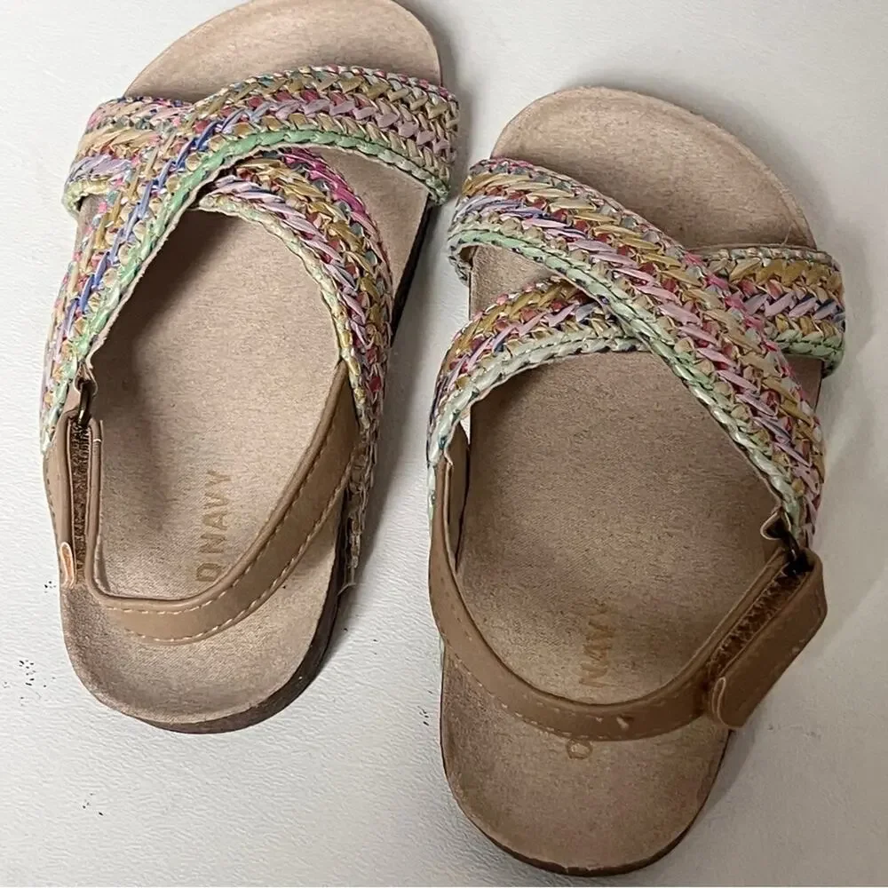 Old Navy  Mixed Material Girls Cross-Strap Sandals  Sz 7